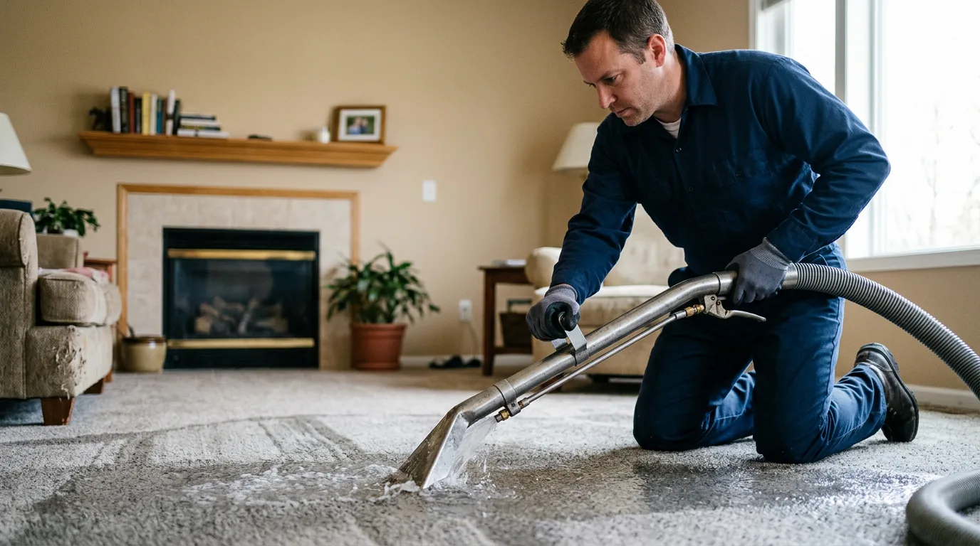 Water damage restoration technician working near Fort Valley, VA